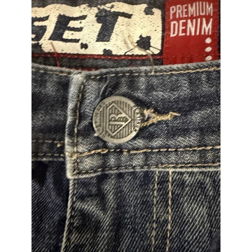 Men’s Reset Platinum Denim Heavily Distressed Jeans 36x32 Medium Wash Edgy Hip